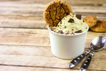 Ceramic bowl of banana ice cream dessert