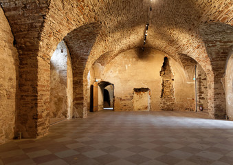 Obraz premium Interior of the ruin of the Borgholm castle, built around year 1100 used for defence of the Baltic sea