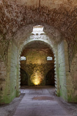 Obraz premium Interior of the ruin of the Borgholm castle, built around year 1100 used for defence of the Baltic sea