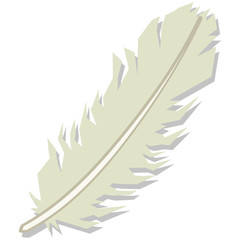 Feather isolated on white background. Vector cartoon illustration.