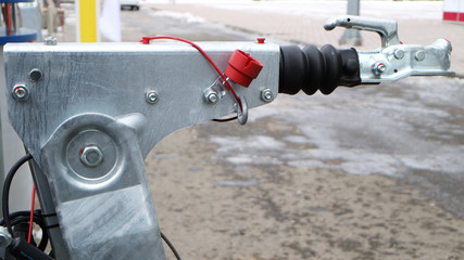 Towbar. Trailing device. Trailer with built-in inertia braking system.