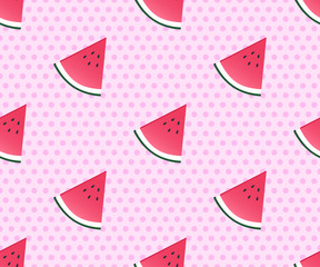 Summer background. Seamless pattern with watermelon slices. Vector illustration
