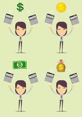 Close up of female accountant or banker making calculations. Savings, finances and economy concept