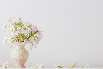 flowers in vase on white background