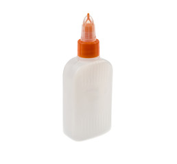 plastic glue bottle on white background