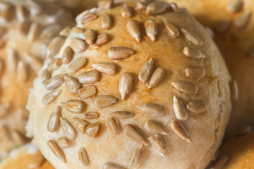homemade buns with sunflower seeds