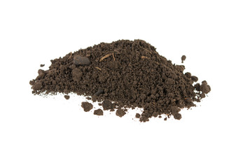 pile of soil, earth on white background