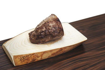 Cooked rib beef ober wooden plate
