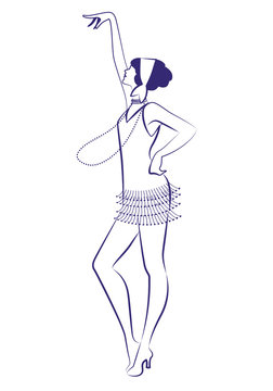 flapper girl dancing in art deco style clip art preview