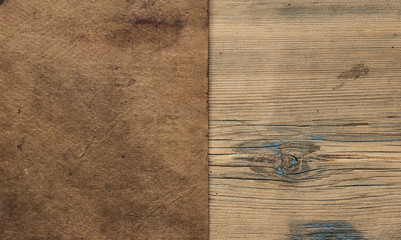 old paper on brown aged wood