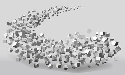 big stroke motion formed by random sized cubes