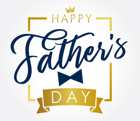 Happy father`s day golden lettering greeting card. Happy Fathers Day vector calligraphy elegant banner. Dad my king illustration