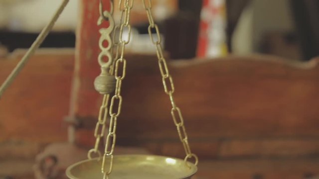 Close up, old hanging scale