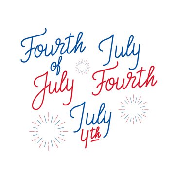 Fourth of July. Set of lettering logo's for 4th of July, USA Independence Day