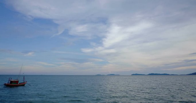 Sea sky and boat in Rayong, Thailand