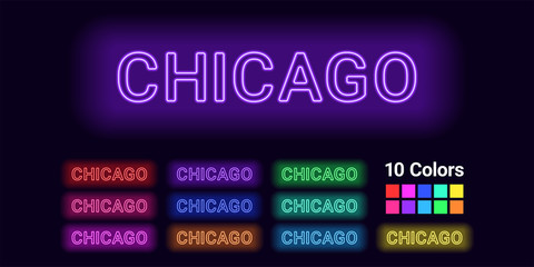 Neon name of Chicago city