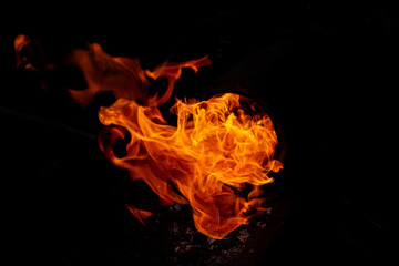 Burning flame or fire isolated on black background
