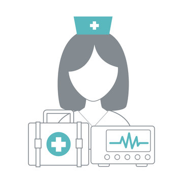 Nurse avatar with medical equipment vector illustration graphic design