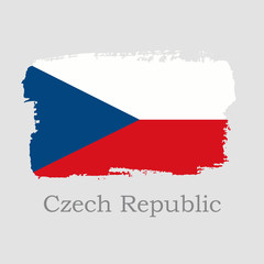 Vector Illustration. Hand draw Czech Republic flag. National Czech Republic banner for design on grey background