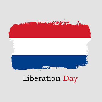 Vector Illustration. Hand draw Netherlands flag. National Netherlands banner for design. Liberation Day