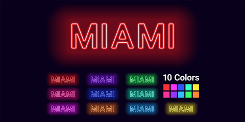 Neon name of Miami city