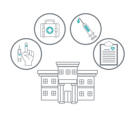 Medical symbols and supplies vector illustration graphic design