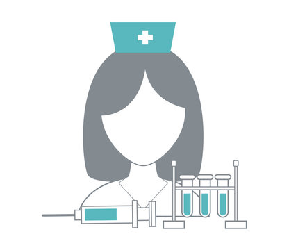 Nurse avatar with medical equipment vector illustration graphic design