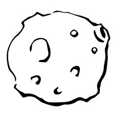 Black and white asteroid drawing. Vector graphic.