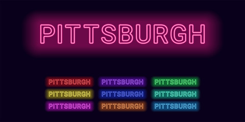 Neon name of Pittsburgh city