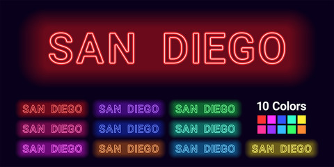 Neon name of San Diego city