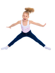 Girl gymnast jumping.