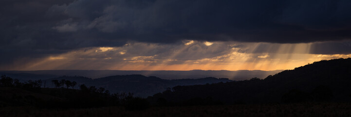Light shines through snowstorm, NSW, Australia