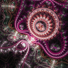 Shiny abstract fractal time machine, digital artwork for creative graphic design