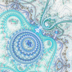 Light blue fractal clockwork, digital artwork for creative graphic design