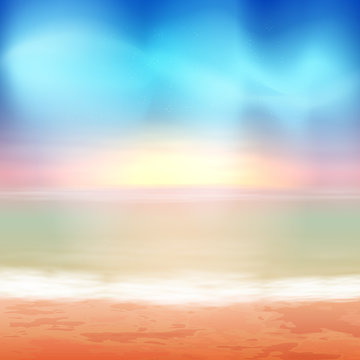 Beach and blue sea tropical background. EPS10 vector.