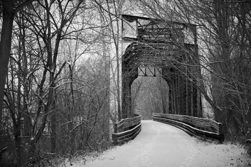 Bridge on a bike path in the winter