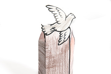 peace dove on the church tower painted