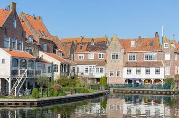Fototapeta na wymiar Cityscape Enkhuizen, old Dutch historic city at lake IJsselmeer
