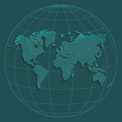 World map globus geographic coordinates globe petroleum color vector
