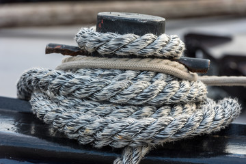Mooring rope tied around a cleat