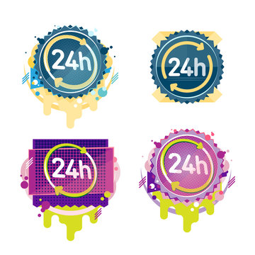 24 hours vector badges collection