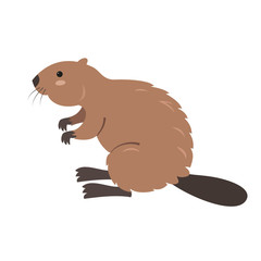 Cute beaver on white background.