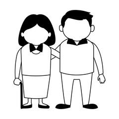Cute grandparents couple cartoon vector illustration graphic design