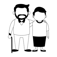Cute grandparents couple cartoon vector illustration graphic design