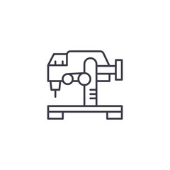 3D printer linear icon concept. 3D printer line vector sign, symbol, illustration.