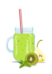 Obraz premium Fruit smoothie in glass jar. Vector illustration