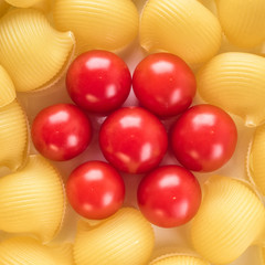 Food background Uncooked Macaroni Lumaconi