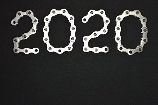 bike chain year 2020upper section on dark background