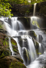 waterfall with moss rocks