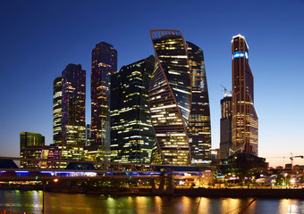 High-rise buildings of the Moscow international business center Moscow-City on the bank of the...